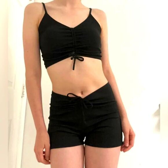 Ribbed drawstring two-piece Swimsuit sz Large - Picture 7 of 11